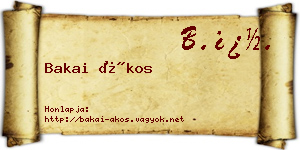 Bakai Ákos névjegykártya